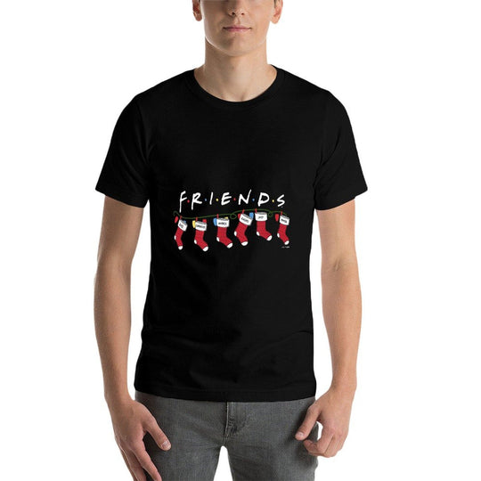 Friends Christmas Group Holiday Stockings Vintage Banner Comfortable T-Shirt