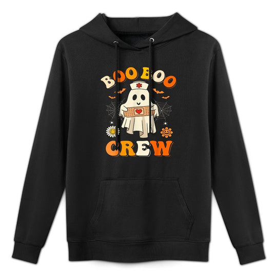 Boo Boo Crew Nurse Halloween Ghost Nurse Nursing Scrub Women Machine Washable Hoodie