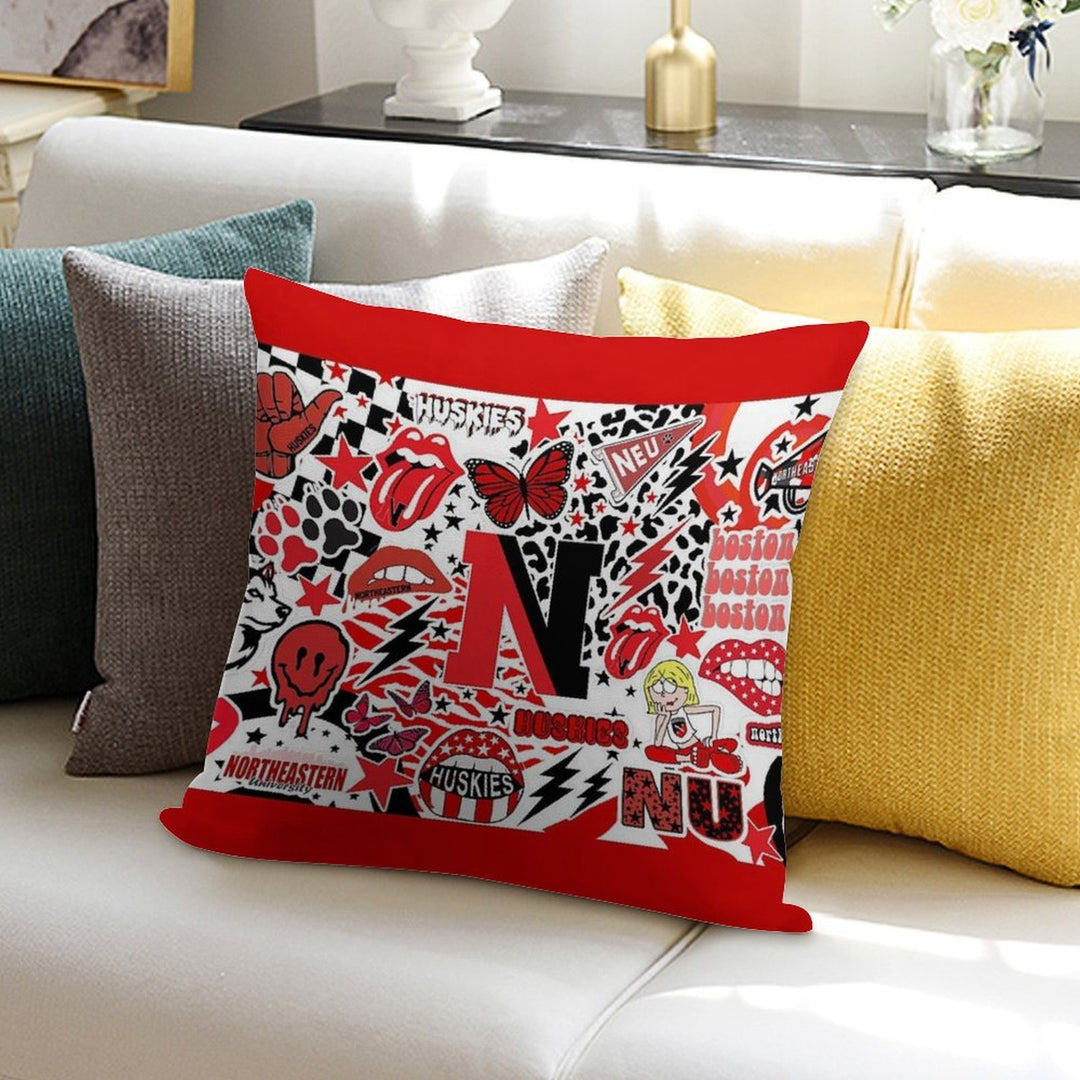 Northeastern Collage Soft Washable Throw Pillow
