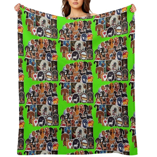 I Love Dachshunds, Collage. Shrink-resistant Throw Blanket