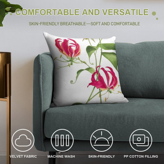 Gloriosa Rothschildiana  -  Flame Lily Soft Warmth Comfort Throw Pillow