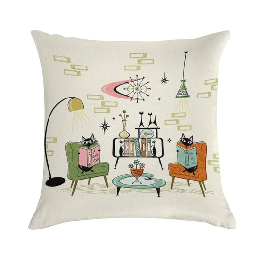 Cozy Cats' Den ©studioxtine Soft High-Density Material Throw Pillow