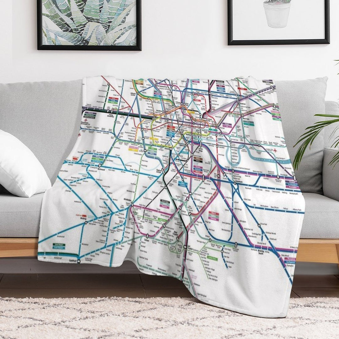 London AllRail Map Lightweight Throw Blanket
