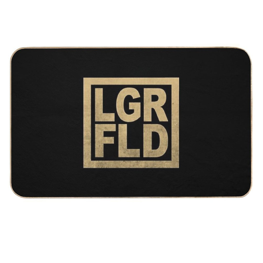 LGRFLD – Lagerfeld  Gold on Black  Slip-Resistant Bath Mat