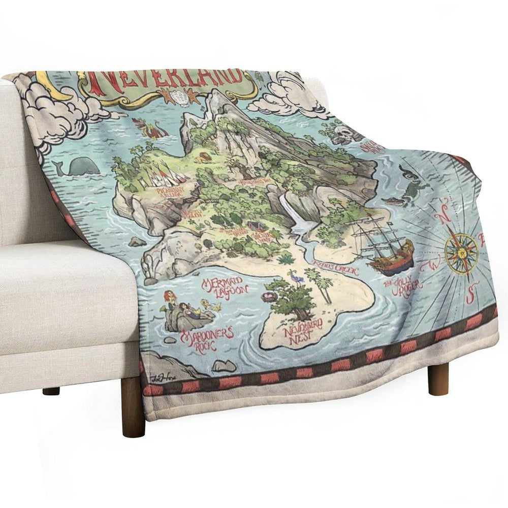 Neverland Map Machine-washable Throw Blanket