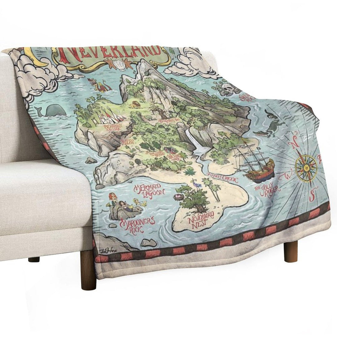 Neverland Map Machine-washable Throw Blanket