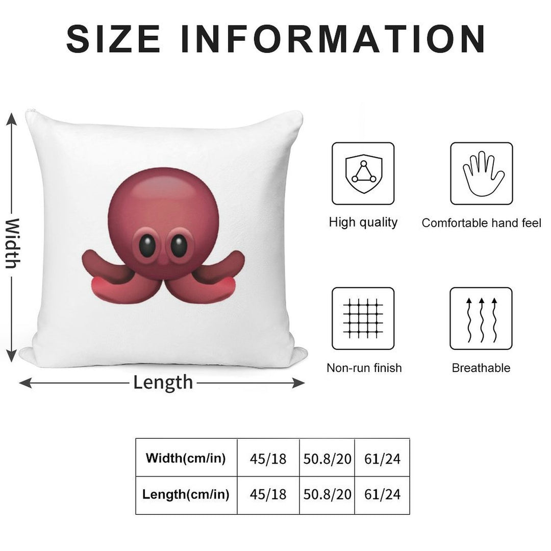 Cute Octopus Emoji Soft Luxury Feel Throw Pillow
