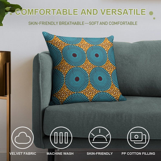 African Fabrics - Wax #3 Soft Warmth Comfort Throw Pillow