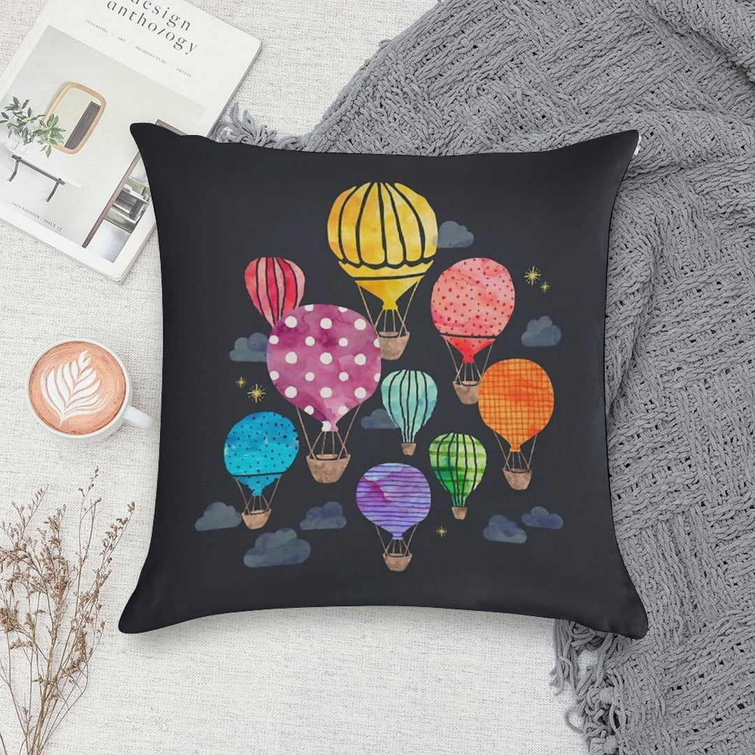Hot Air Balloon Night Soft Durable Construction Throw Pillow