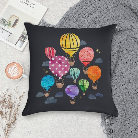 Hot Air Balloon Night Soft Durable Construction Throw Pillow