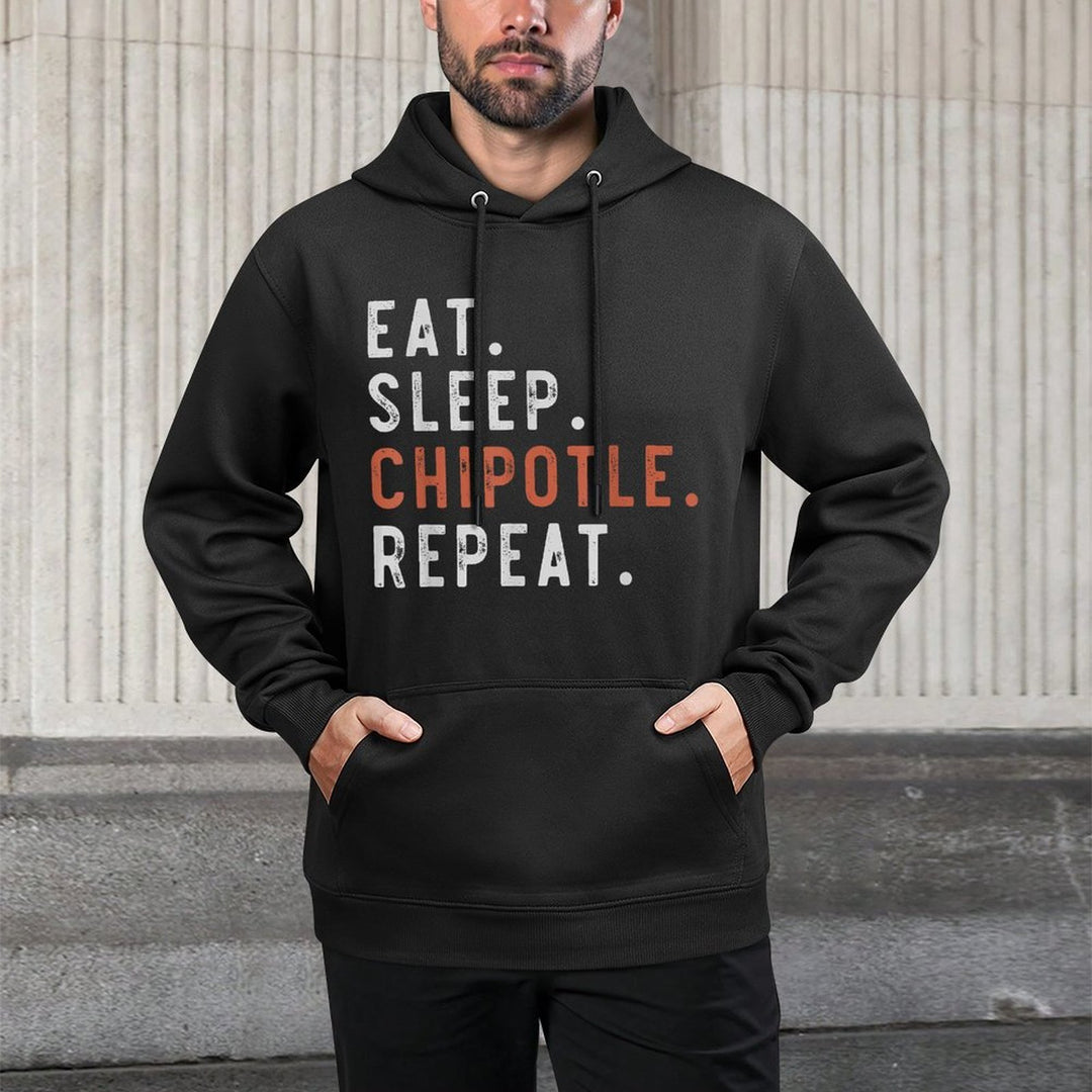 Eat Sleep Chipotle Repeat Fan Player Funny Cotton-Polyester Blend Hoodie