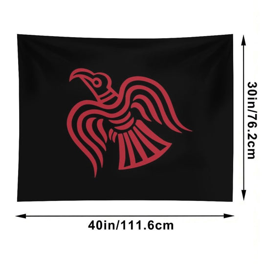 Norse Viking Raven of Odin Red Tapestry