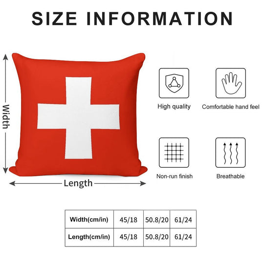 Flag of Switzerland Soft Short Plush Fabric Throw Pillow