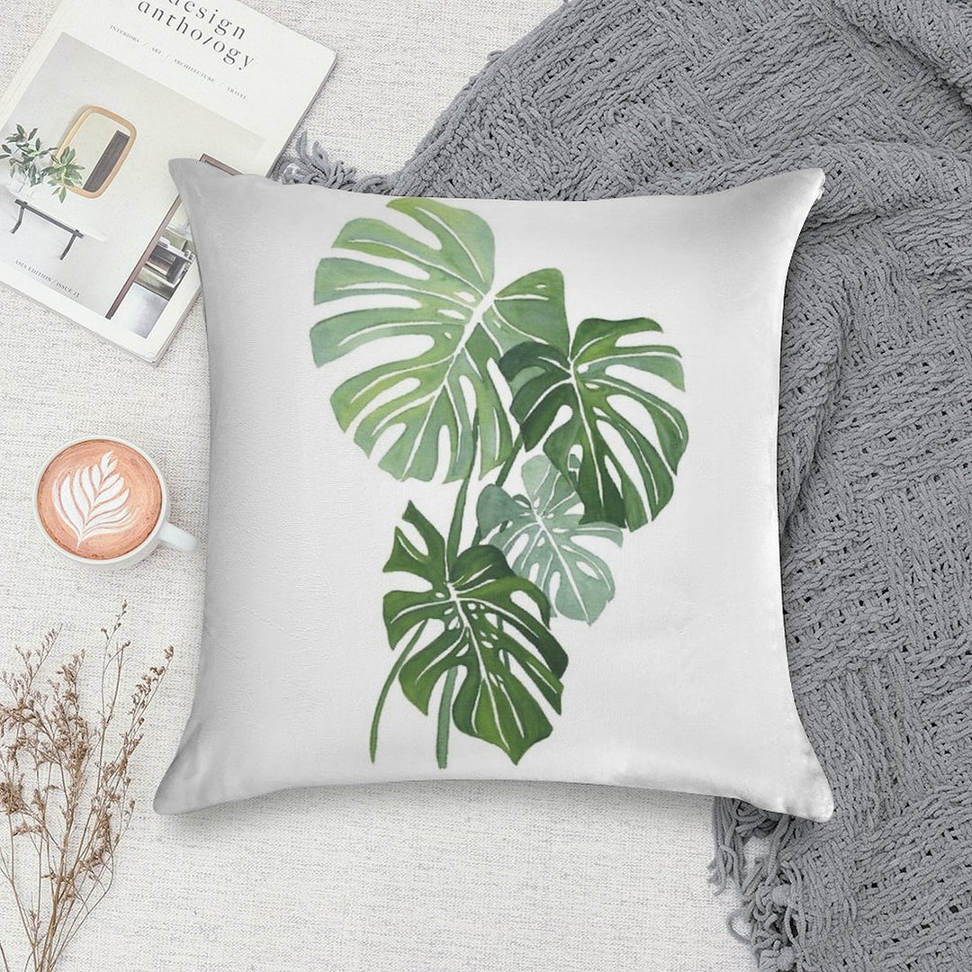 Monstera Leaves Soft Home Decor Throw Pillow