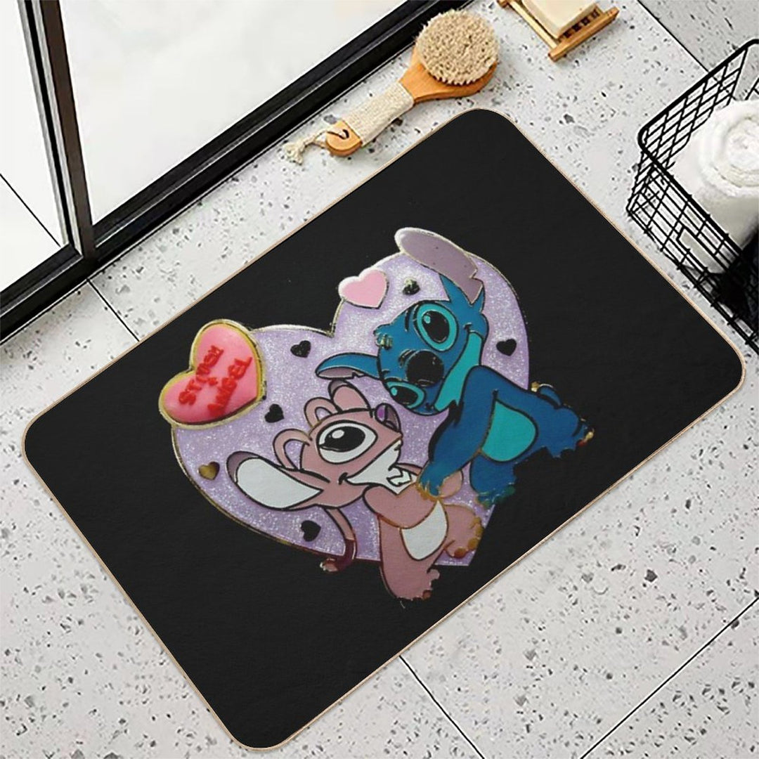 Stitch And Angel in Love  Non-Slip Bath Mat
