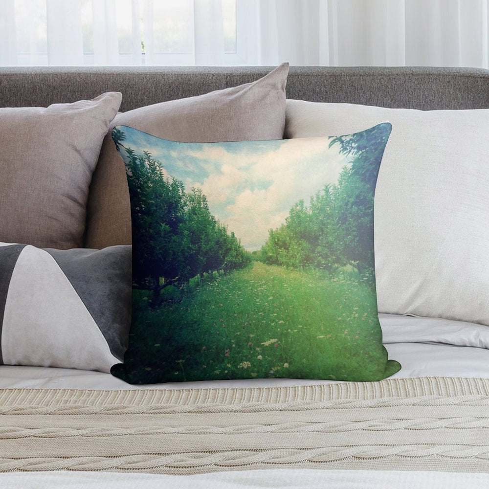 Apple Orchard in Spring Soft Easy Maintenance Throw Pillow