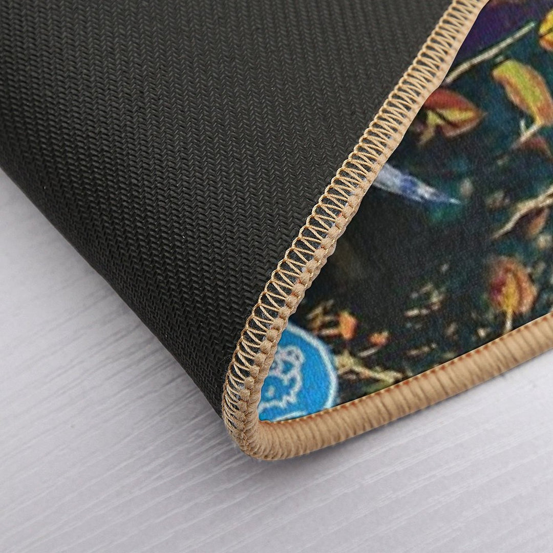 Original Analog Paper Collage Titled Summer Seas  Non-Slip Bath Mat