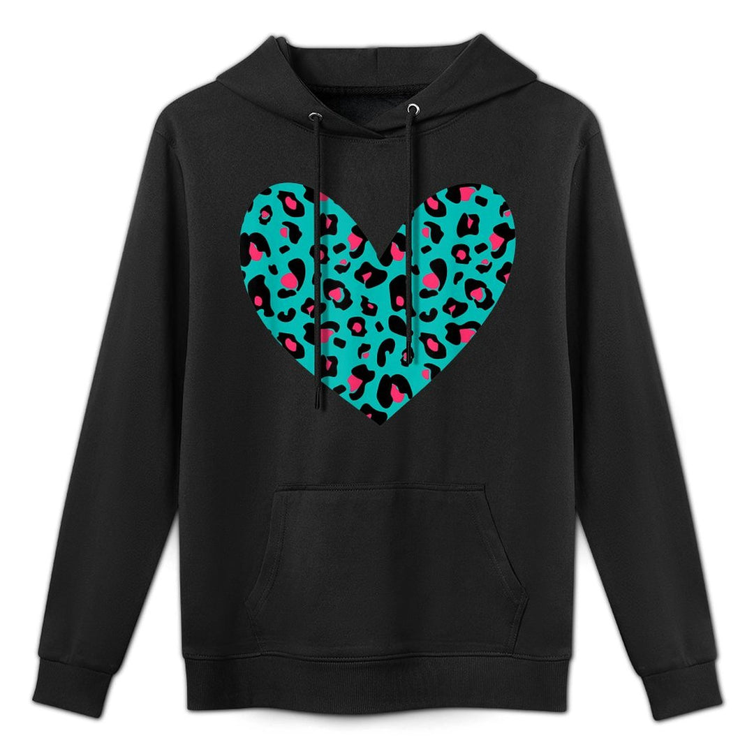 Leopard Pattern Heart  Pink  Blue Cheetah Print Design Customizable Surface Hoodie