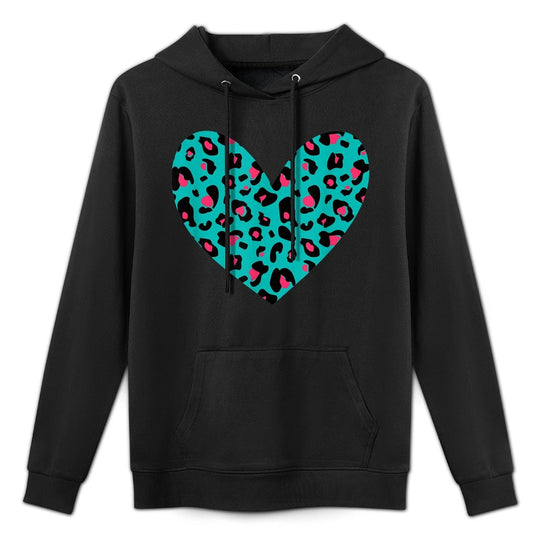Leopard Pattern Heart  Pink  Blue Cheetah Print Design Customizable Surface Hoodie