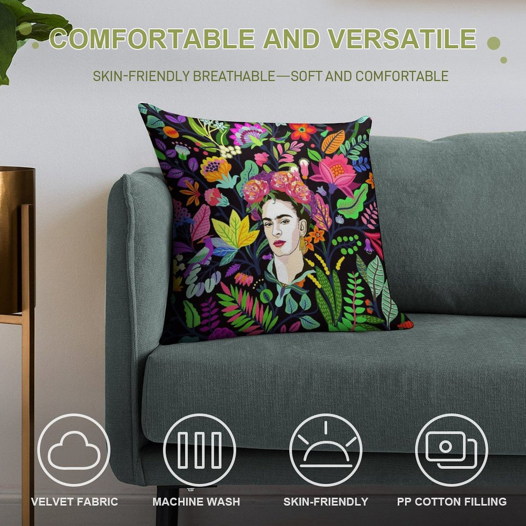 Frida in Bloom Soft Style Accent Throw Pillow