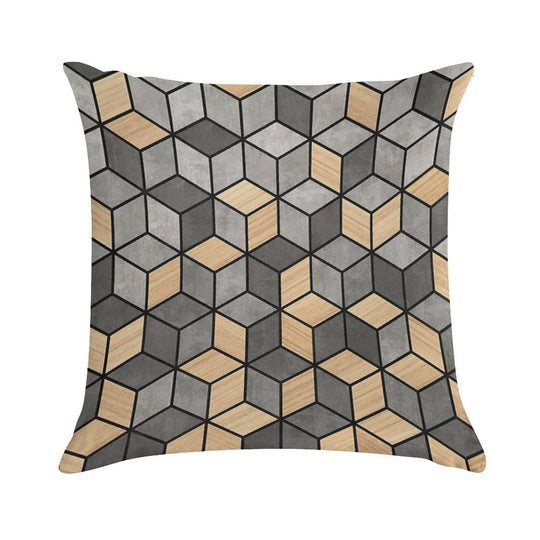 Concrete And Wood Cubes Soft Ultra-Soft Texture Throw Pillow