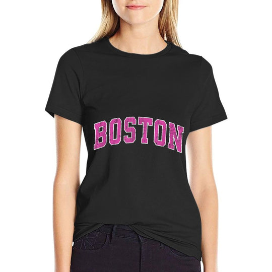 Boston Massachusetts MA Vintage Sports Design Pink Design  Slim-fit Cut T-Shirt