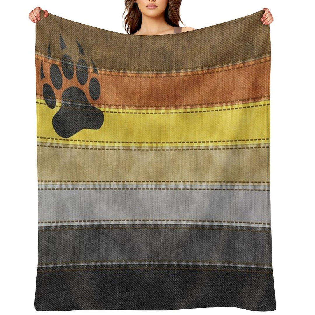 Denim Textured Seamless Gay Bear Pride Flag Pattern Travel-friendly Throw Blanket
