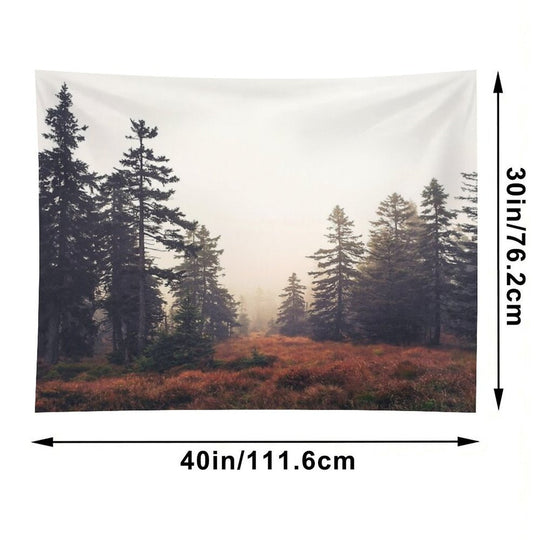 You Are Here  Wild Romantic Misty Fairytale Wilderness Forest With Cascadia Trees Covered In Magic Foggy Sunlight Tapestry