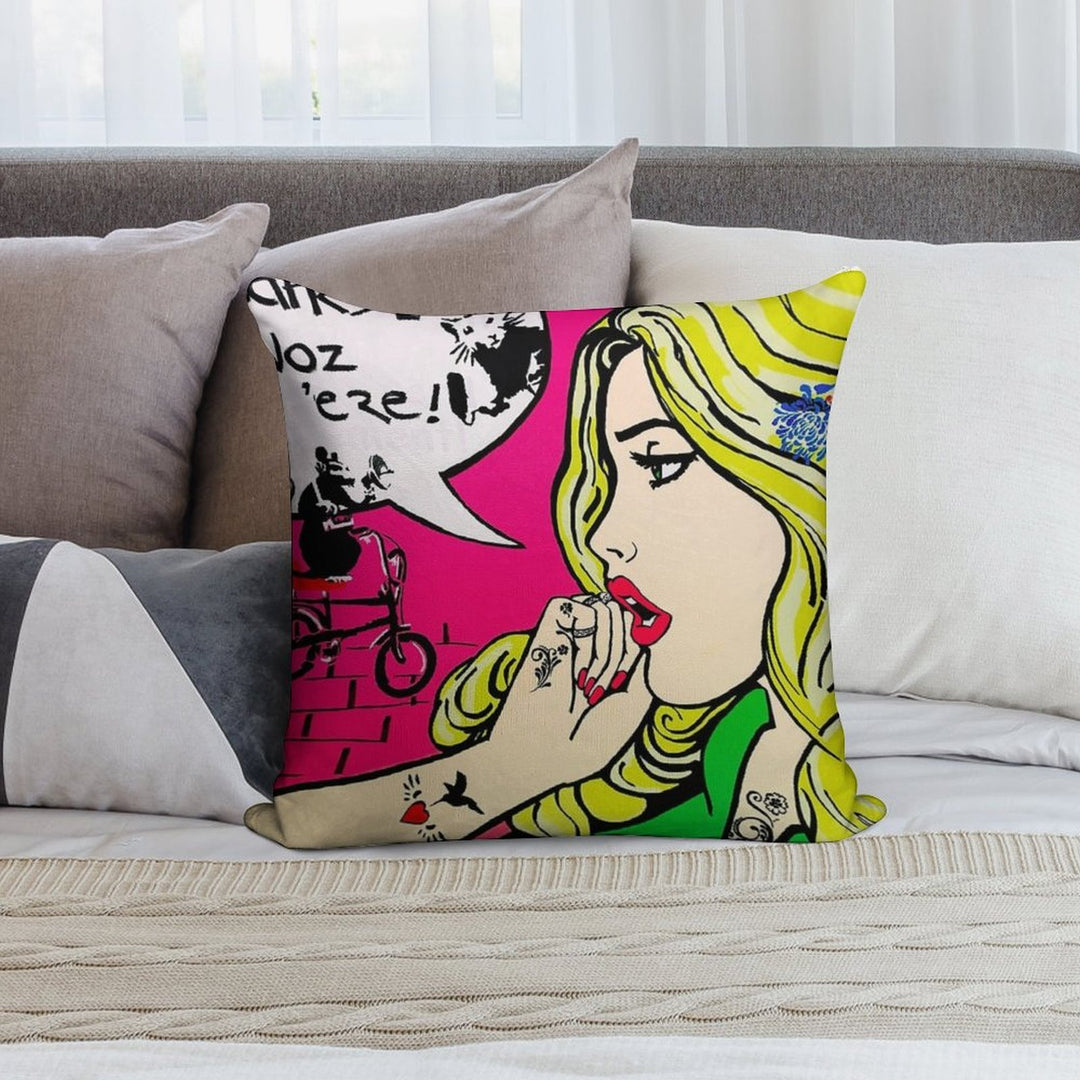 Banksy Goes Pop Art Soft Durable Construction Throw Pillow