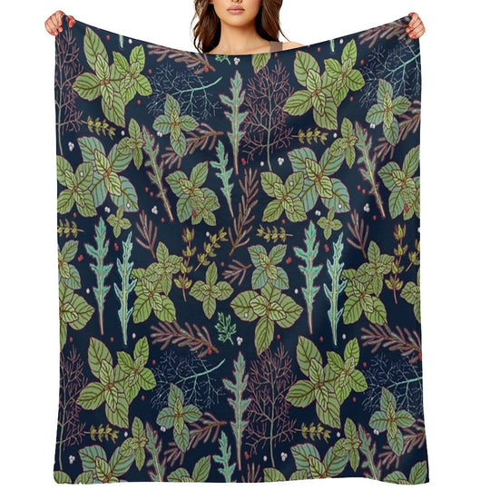 Dark Herbs Pattern Comfort Throw Blanket