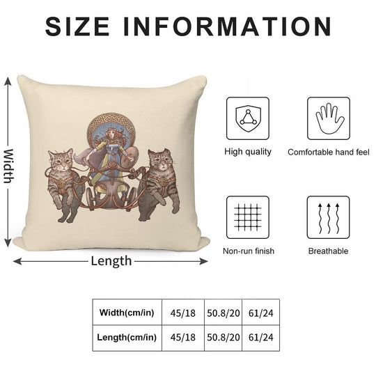 Freya Driving Her Cat Chariot Soft Gift Ready Throw Pillow
