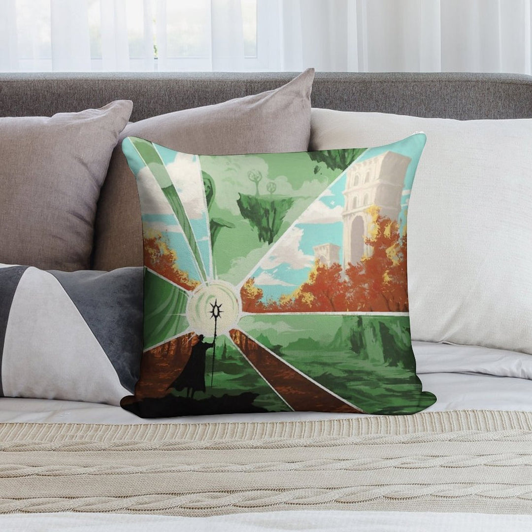 The World That Wakes And The World That Dreams Soft Short Plush Fabric Throw Pillow