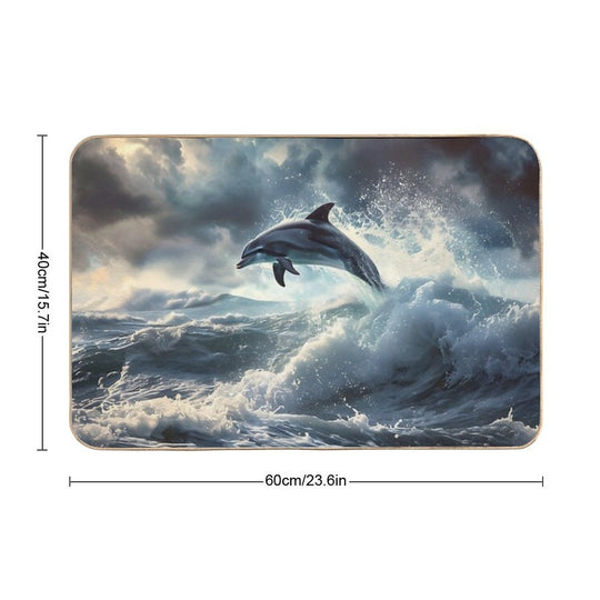 Storm Dolphin  Fade-Resistant Bath Mat
