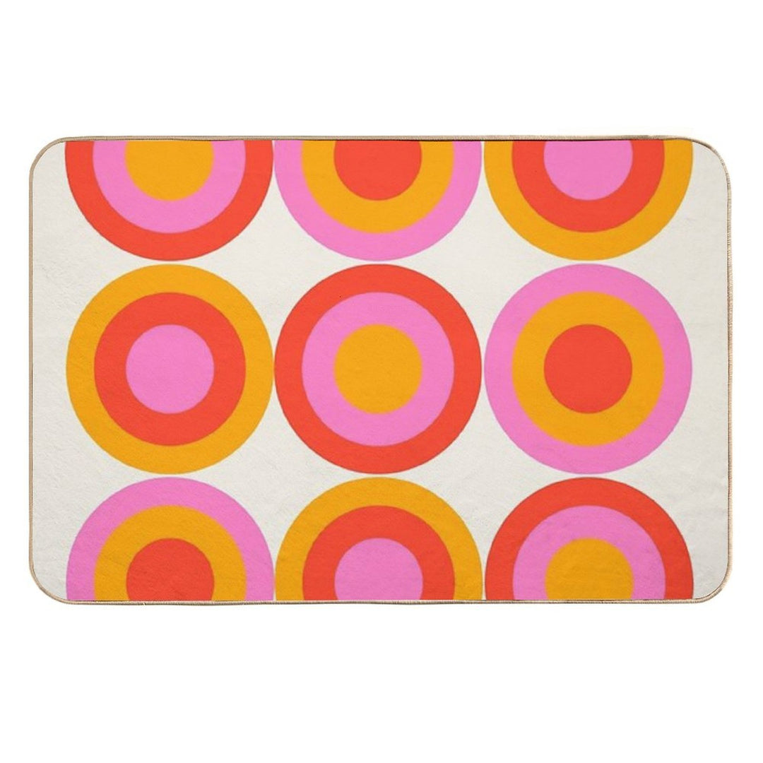 Bauhaus Circle Pattern Red Pink Orange  Easy Maintenance Bath Mat