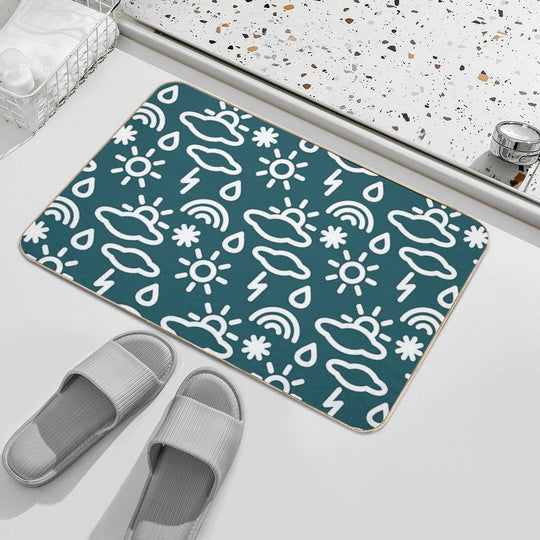 Pattern of Weather Icons. Weather News. Weather Seasons Forecast Symbols  Toxin-Free Bath Mat