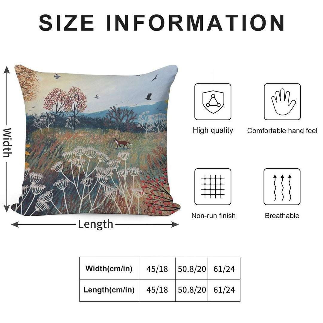 Across Autumn Meadow Soft Hidden Zipper Throw Pillow