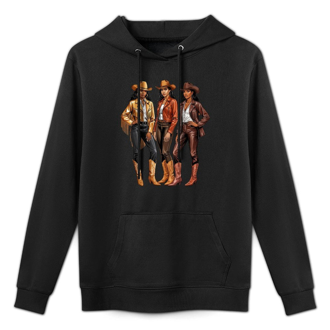 Black African American Cowgirl Western Country Texas Girls Shrink-Resistant Hoodie