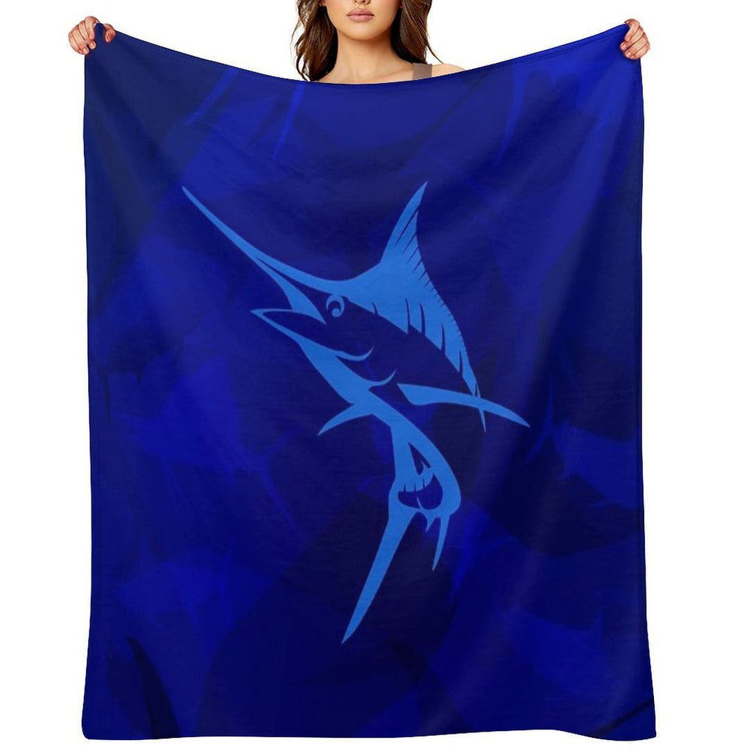 Graphic Blue Marlin Blues Eco-conscious Throw Blanket