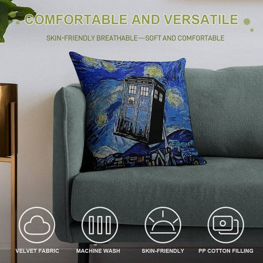 Van in Time Soft Skin-Friendly Throw Pillow