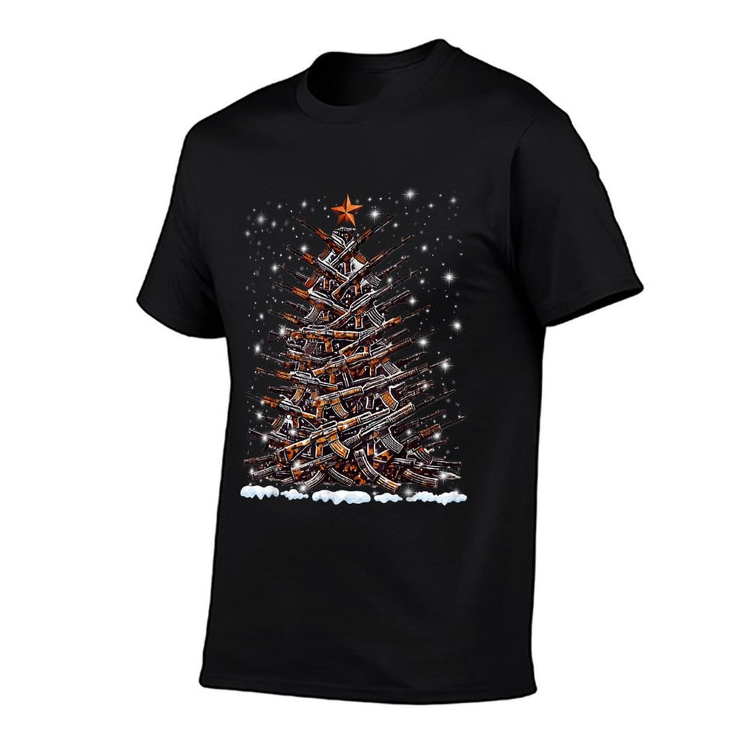 Guns Christmas Tree Funny Men Xmas 2024 for Gun Lover  Relaxed-fit T-Shirt