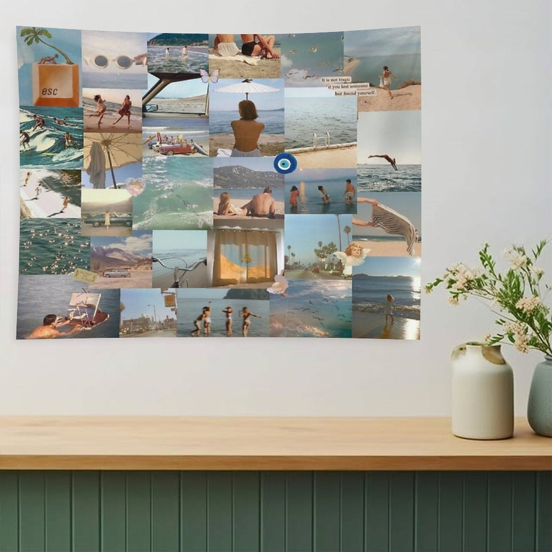 August Slipped Away Collage Tapestry