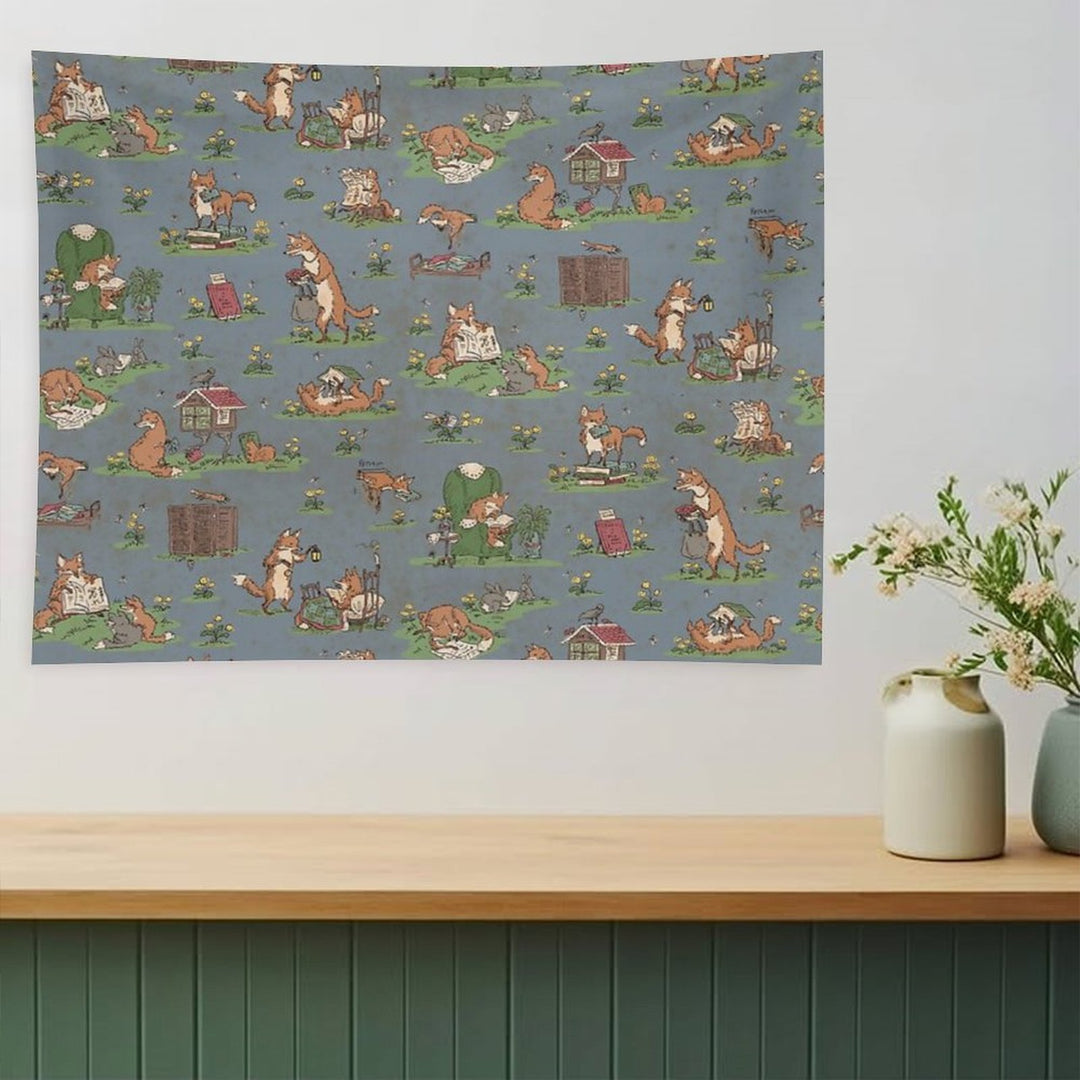 Library Foxes Tapestry