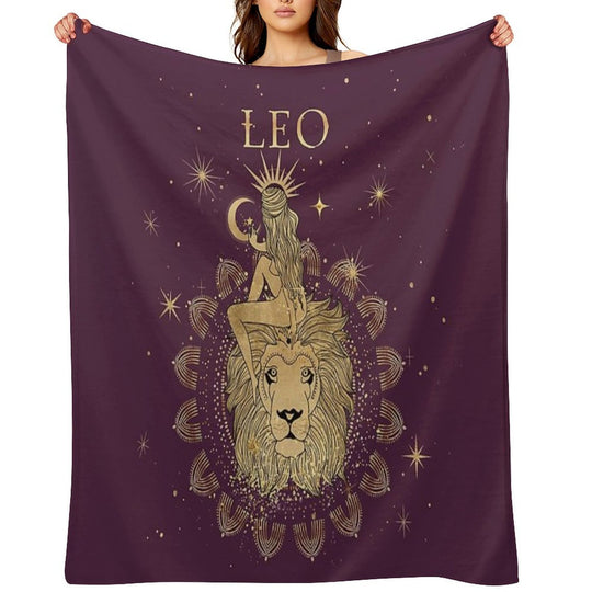 Leo Zodiac Woman Multi-functional Throw Blanket