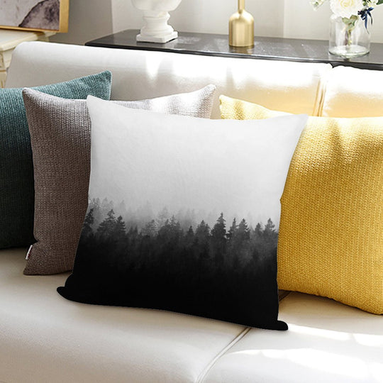 A Wilderness Somewhere  Misty Romantasy Fairytale Ghostwood Forest With Cascadia Trees Covered In Magic Light And Fog Soft Gift Ready Throw Pillow