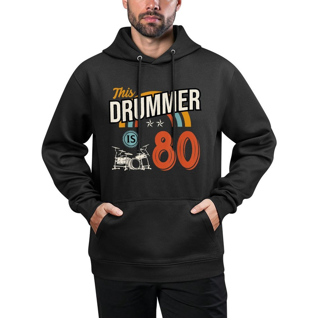 Vintage 80 Year Old Birthday Drummer Drums 80th B-Day Crew Kangaroo Pocket Hoodie