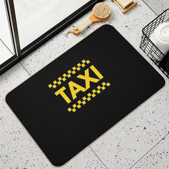 Taxi  Cabby - Lettering Yellow Checkered Black  Stain-Proof Bath Mat