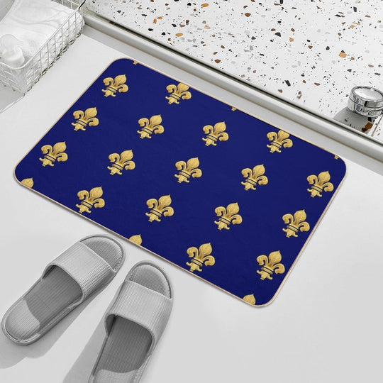 Royal Fleur De Lys Blue  Dirt-Trapping Bath Mat