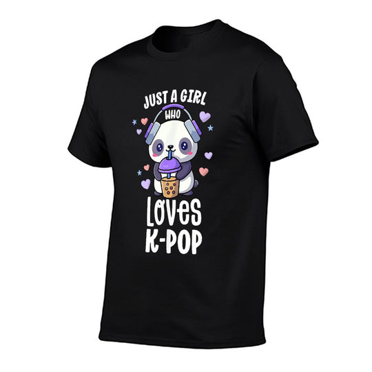 Just A Girl Who Loves K-Pop Gift Kawaii Boba And KPop  Oversized Silhouette T-Shirt