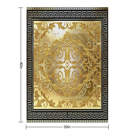 Ornate Baroque Gold Black Greek Keys Meander Eco-conscious Throw Blanket