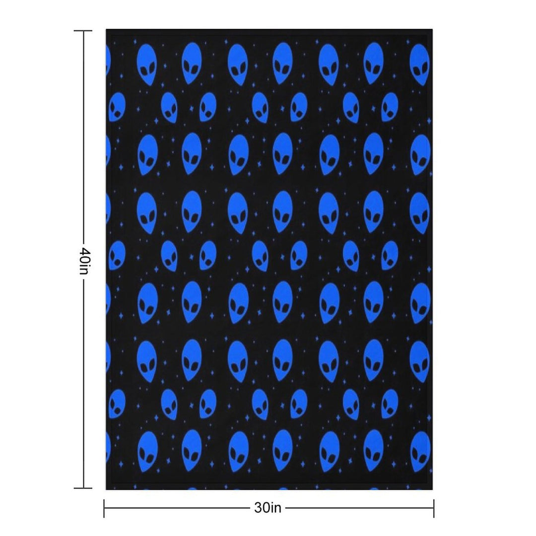 Blue And Black Alien Pattern Sustainable Throw Blanket